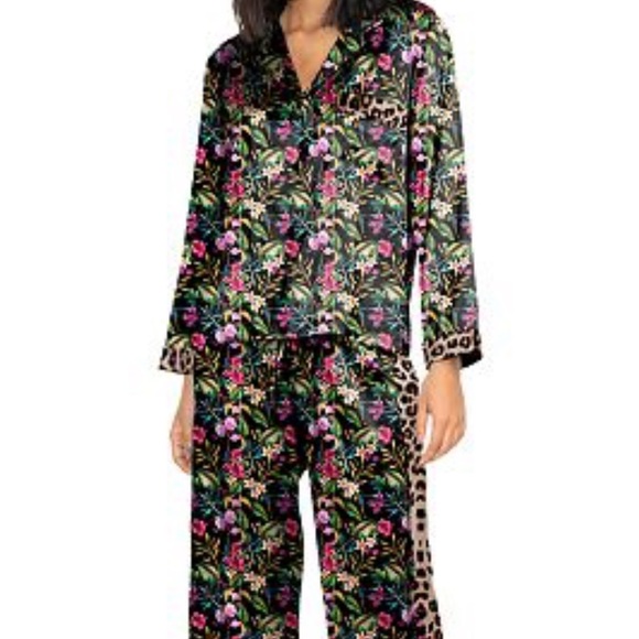 🆕NWT Generation Love Odessa Bold Floral Leopard Satin Pajama Set - Picture 6 of 13